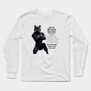 Cat Fitness Routine Plan Long Sleeve T-Shirt